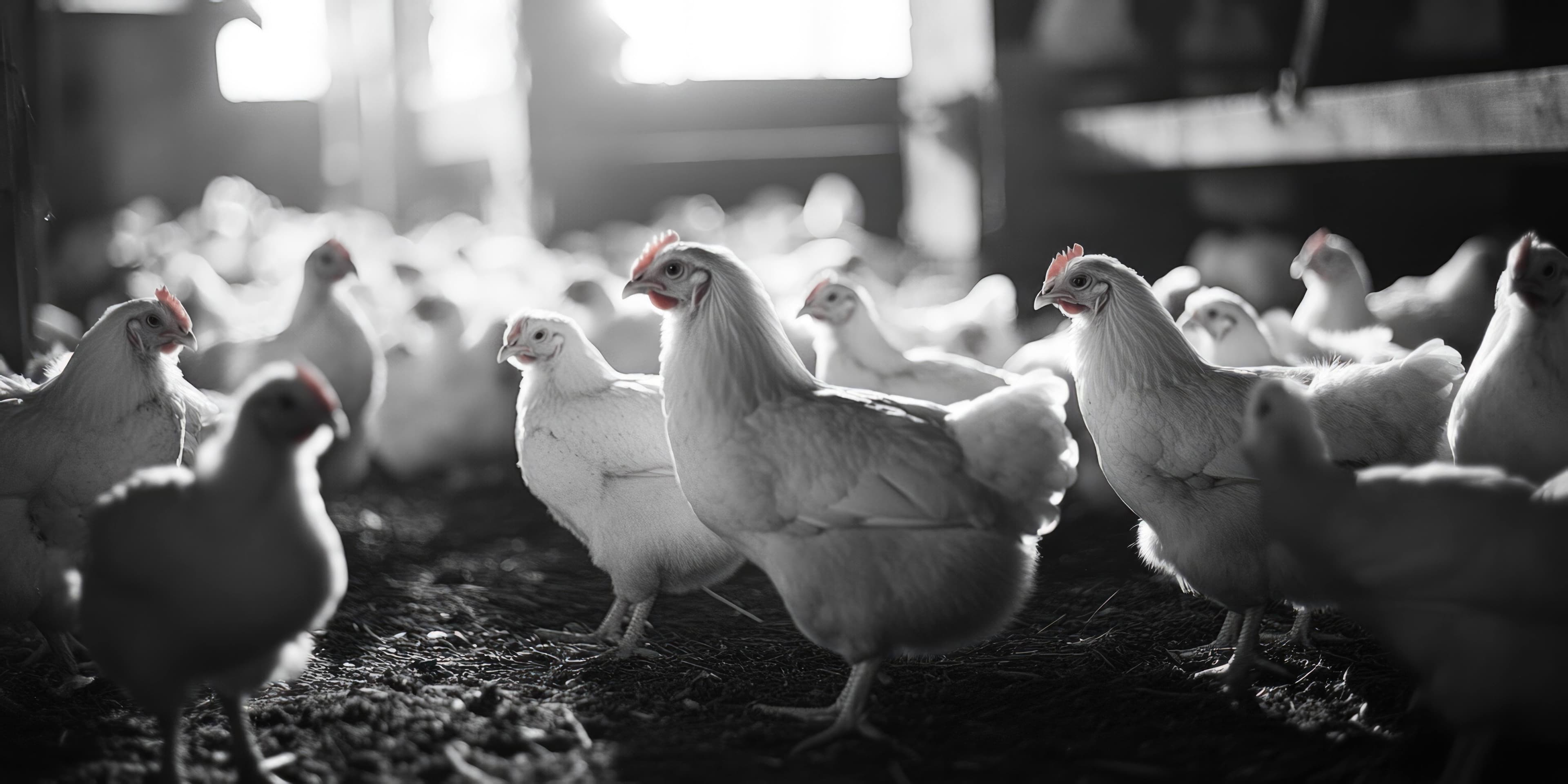 Chickens inside a modern poultry barn
